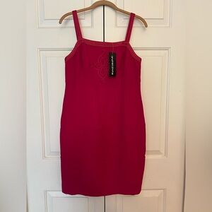 Andrea Jovine Fuchsia Embroidered Dress Vintage 90s 
Size 8 (NWT)
